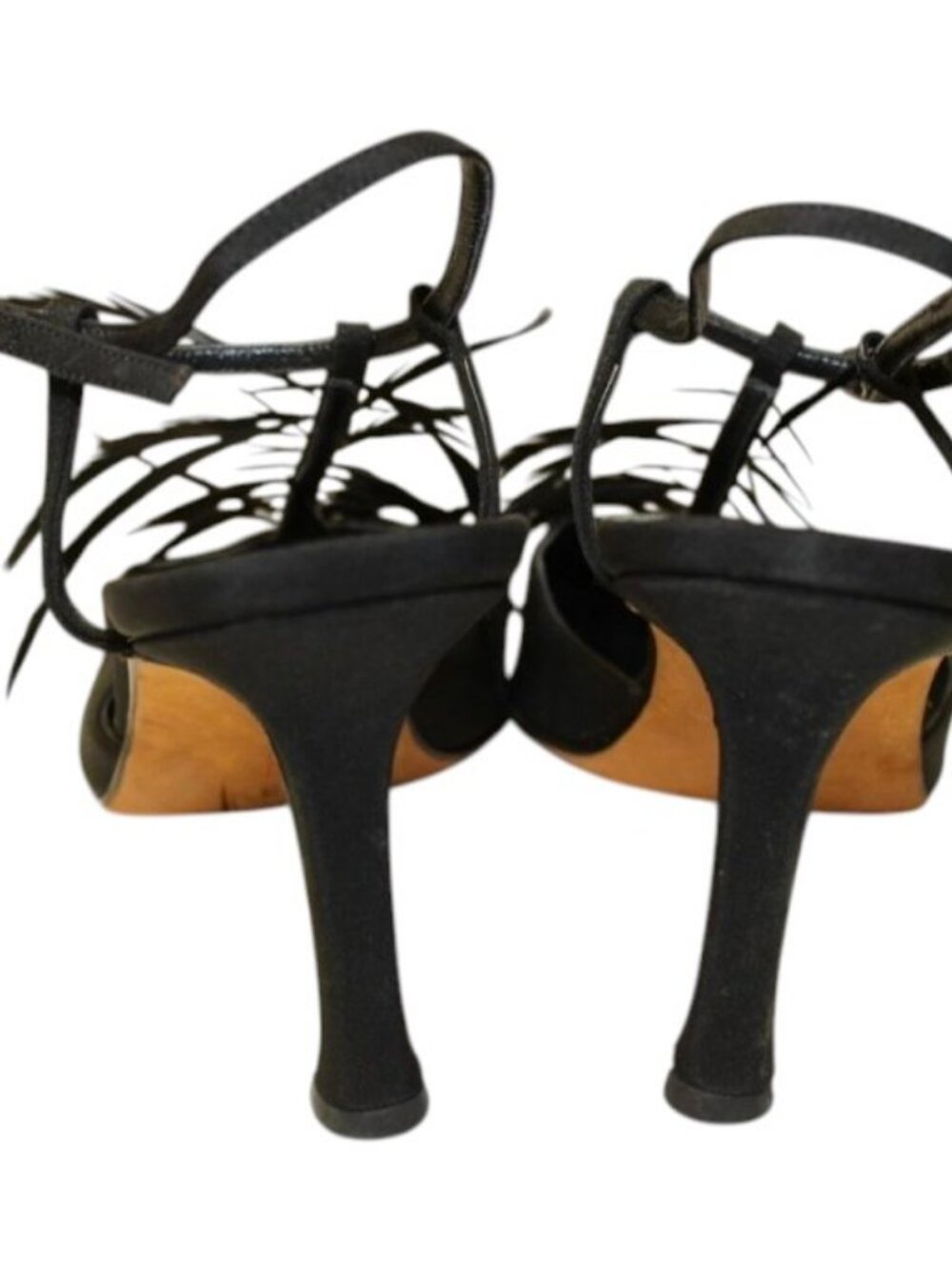Manolo Blahnik Black Feather Heels 8 - Picture 6 of 11